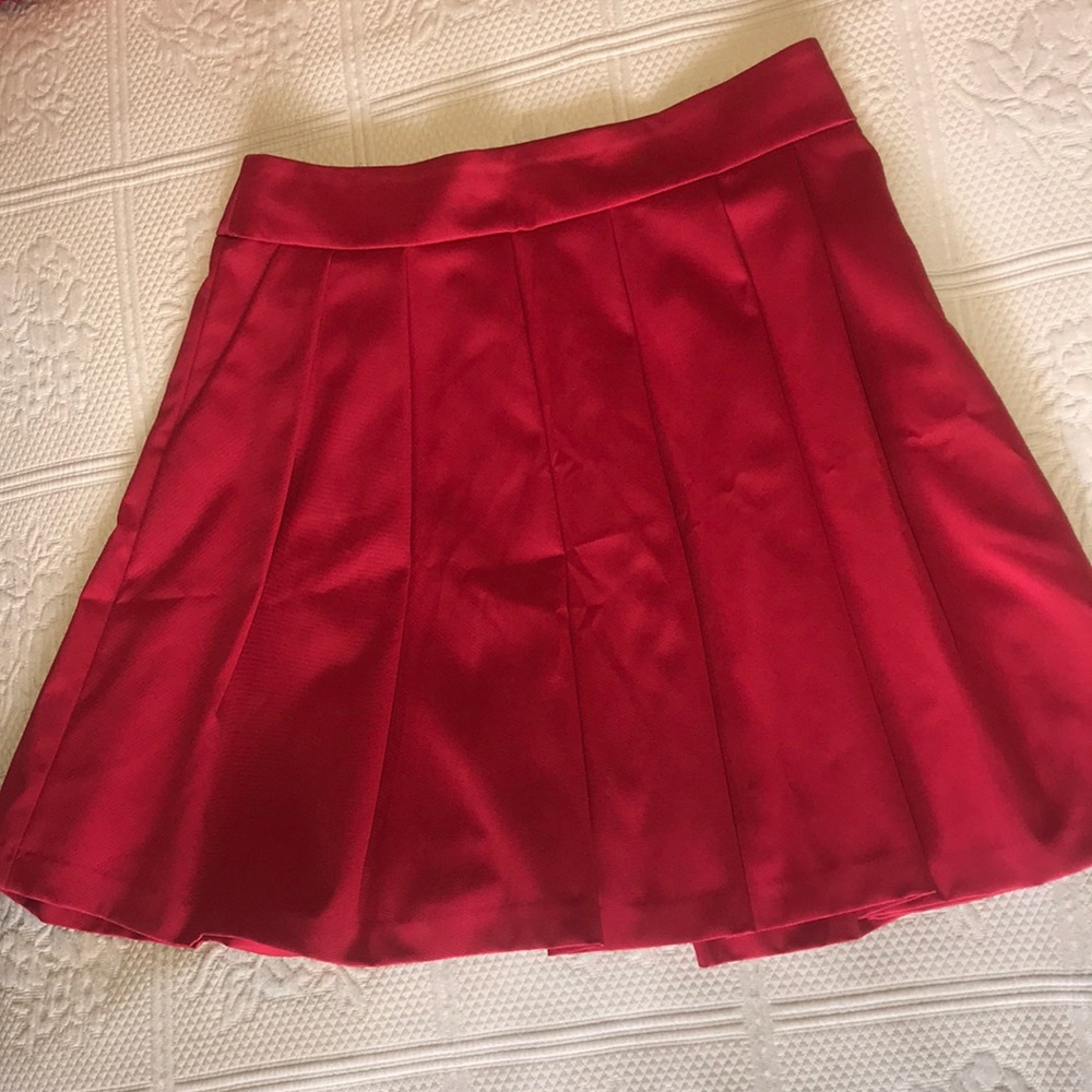 Ann Taylor Red Pleated Skirt
